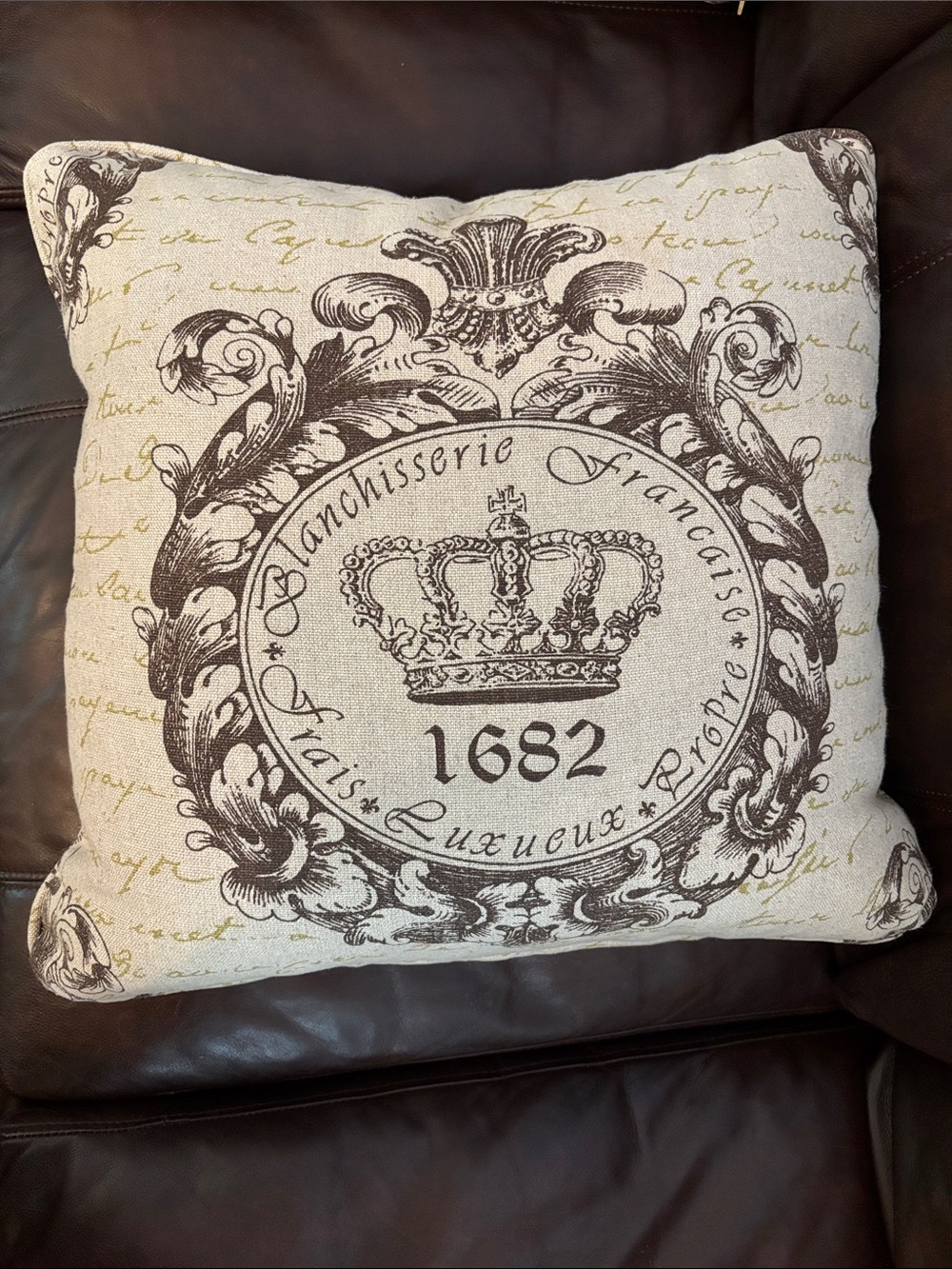 Pillow Crown French Script Down Pillow